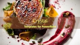  Presentation with mediterranean food - Colorful presentation design enhanced with grilled-goat-cheese-salad-pickled backdrop and a tawny brown colored foreground