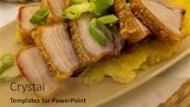  Presentation with spanish - Theme with grilled-gourmet-typical-spanish-dish background and a gold colored foreground