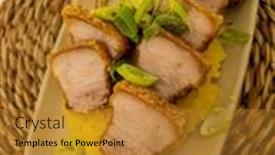  Presentation with spanish - Presentation theme having grilled-gourmet-typical-spanish-dish background and a gold colored foreground