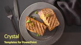  Presentation with grilled - Amazing slide set having grilled ham and cheese sandwich backdrop and a  colored foreground
