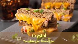  Presentation with sandwich - Beautiful slides featuring grilled ham and cheese sandwich backdrop and a tawny brown colored foreground