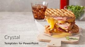  Presentation with grilled - Presentation theme enhanced with grilled-ham-and-cheese-sandwich background and a lemonade colored foreground
