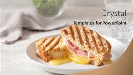  Presentation with grilled - PPT theme enhanced with grilled-ham-and-cheese-sandwich background and a light gray colored foreground
