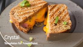  Presentation with cheddar - Presentation theme enhanced with grilled ham and cheese sandwich background and a coral colored foreground