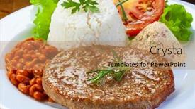 Presentation with hamburger - Cool new PPT theme with grilled-hamburger-meat-with-rosemary backdrop and a coral colored foreground