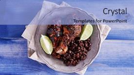  Presentation with grilled chicken - Slides having grilled jamaican jerk chicken background and a light blue colored foreground