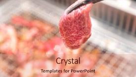  Presentation with wagyu - Slide deck featuring grilled japanese wagyu premium beef background and a coral colored foreground