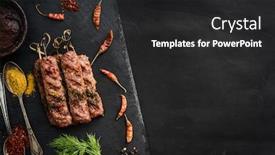  Presentation with kebab - Beautiful slide deck featuring grilled kebab with spices backdrop and a dark gray colored foreground