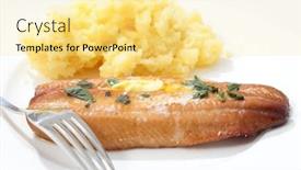  Presentation with butter - PPT layouts enhanced with grilled kipper garnished with herbs and a dab of butter served with mashed boiled potatoes background and a blonde colored foreground