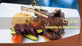  Presentation with couscous - Audience pleasing PPT layouts consisting of grilled lamb carre with warm couscous salad roasted vegetables dijon mustard and red wine sauce backdrop and a tawny brown colored foreground