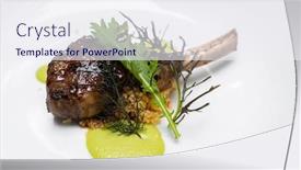  Presentation with international buffet - Colorful theme enhanced with grilled-lamb-chop-with-pesto backdrop and a sky blue colored foreground