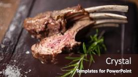  Presentation with grilled - Colorful slide deck enhanced with grilled-lamb-chops-served backdrop and a tawny brown colored foreground