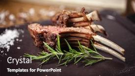  Presentation with grilled - Audience pleasing PPT layouts consisting of grilled-lamb-chops-served backdrop and a wine colored foreground
