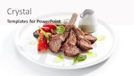  Presentation with barbecue ribs - Slide deck featuring grilled-lamb-rack-with-baked background and a white colored foreground