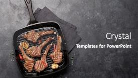  Presentation with hot air balloons racing - PPT theme featuring grilled-lamb-ribs-in-frying background and a dark gray colored foreground