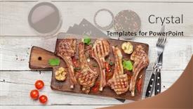  Presentation with cutting board - Cool new presentation theme with grilled-lamb-ribs-on-cutting backdrop and a soft green colored foreground