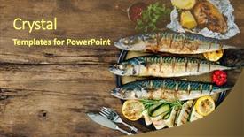  Presentation with grilled - Beautiful presentation theme featuring grilled mackerel fish with baked backdrop and a tawny brown colored foreground