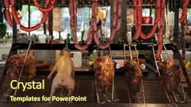  Presentation with street food - Amazing theme having grilled meat and sausage spanish backdrop and a tawny brown colored foreground