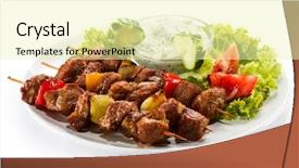  Presentation with grill - Cool new PPT theme with grilled meat and vegetables backdrop and a soft green colored foreground