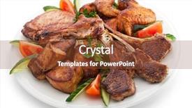  Presentation with foods - Slide deck consisting of grilled meat foods background and a tawny brown colored foreground