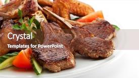 Presentation with foods - PPT theme with grilled meat foods background and a tawny brown colored foreground