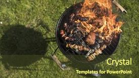  Presentation with barbecue - Slide set with grilled meat on a summer background and a tawny brown colored foreground