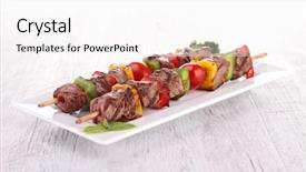  Presentation with meat - PPT layouts with grilled meat on sticks background and a white colored foreground