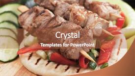 Presentation with kebab - Slide deck consisting of grilled meat skewer and pita background and a red colored foreground