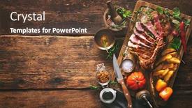  Presentation with meat beef - PPT theme featuring grilled-meat-sliced-tomahawk-beef background and a tawny brown colored foreground