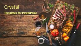  Presentation with meat beef - Amazing slide deck having grilled-meat-sliced-tomahawk-beef backdrop and a tawny brown colored foreground