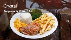  Presentation with rice corn - PPT layouts consisting of grilled-meat-with-rice-corn background and a wine colored foreground