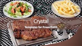  Presentation with grilled - Slide set consisting of grilled meat background and a tawny brown colored foreground