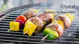  Presentation with bbq - Slide deck featuring grilled meatballs with vegetables background and a light gray colored foreground