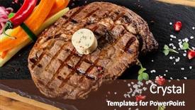  Presentation with cutting board - Cool new presentation theme with grilled medium rare barbecue steak backdrop and a tawny brown colored foreground
