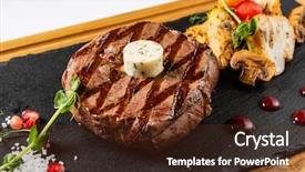  Presentation with barbecue boat - Audience pleasing presentation theme consisting of grilled medium rare barbecue steak backdrop and a  colored foreground