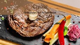  Presentation with herb - Slides having grilled-medium-rare-barbecue-steak background and a coral colored foreground