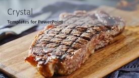  Presentation with harlem new york - PPT theme featuring grilled-new-york-strip-steak background and a light gray colored foreground