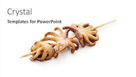  Presentation with octopus - Slide set with grilled-octopus-isolated-over-white background and a white colored foreground