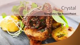  Presentation with octopus - Slide set featuring grilled-octopus-with-baked-potatoes background and a coral colored foreground