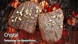  Presentation with meat - Cool new PPT theme with grilled on red hot ember backdrop and a tawny brown colored foreground