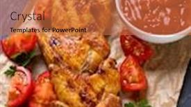  Presentation with roasted chicken - Colorful slide deck enhanced with grilled-or-roasted-spicy-chicken backdrop and a coral colored foreground