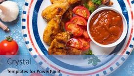  Presentation with roasted chicken - Theme enhanced with grilled-or-roasted-spicy-chicken background and a teal colored foreground