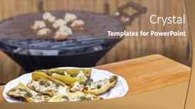  Presentation with feta cheese - Slide deck having grilled-peppers-with-feta-cheese background and a coral colored foreground