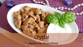  Presentation with yogurt - Presentation design featuring grilled-pieces-of-turkey background and a red colored foreground