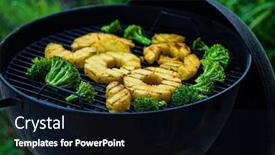  Presentation with pineapple - Slide deck enhanced with grilled-pineapple-with-griled-broccoli background and a wine colored foreground