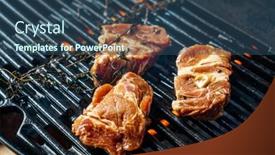  Presentation with grilled - Slide set enhanced with grilled-pork-and-grilled-vegetables background and a ocean colored foreground
