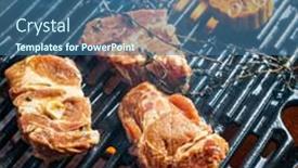  Presentation with grilled - PPT theme with grilled-pork-and-grilled-vegetables background and a ocean colored foreground