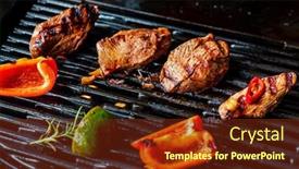 Presentation with grilled - Theme consisting of grilled-pork-and-grilled-vegetables background and a tawny brown colored foreground