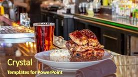  Presentation with barbecue ribs - PPT theme having grilled pork baby ribs background and a tawny brown colored foreground