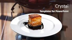  Presentation with bbq - PPT theme having grilled-pork-belly-meat-bbq background and a wine colored foreground